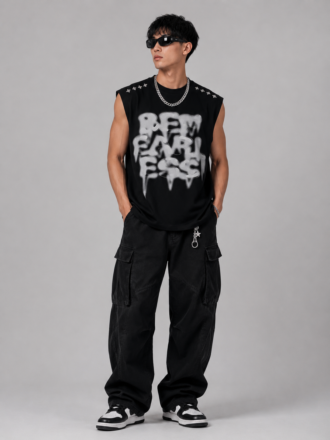 Men's Round Neck Letter Graphic Tank