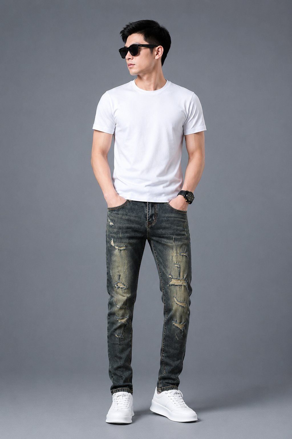 Men's Distressed Slim Fit Jeans