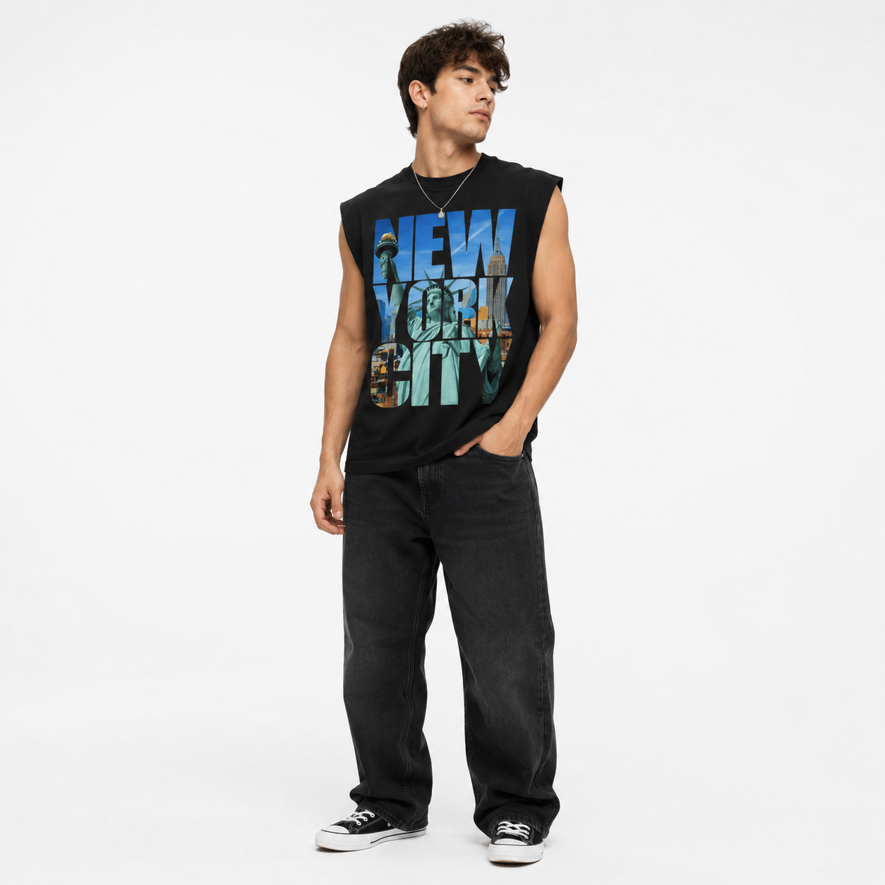 Raw Edge Cotton Tank Top