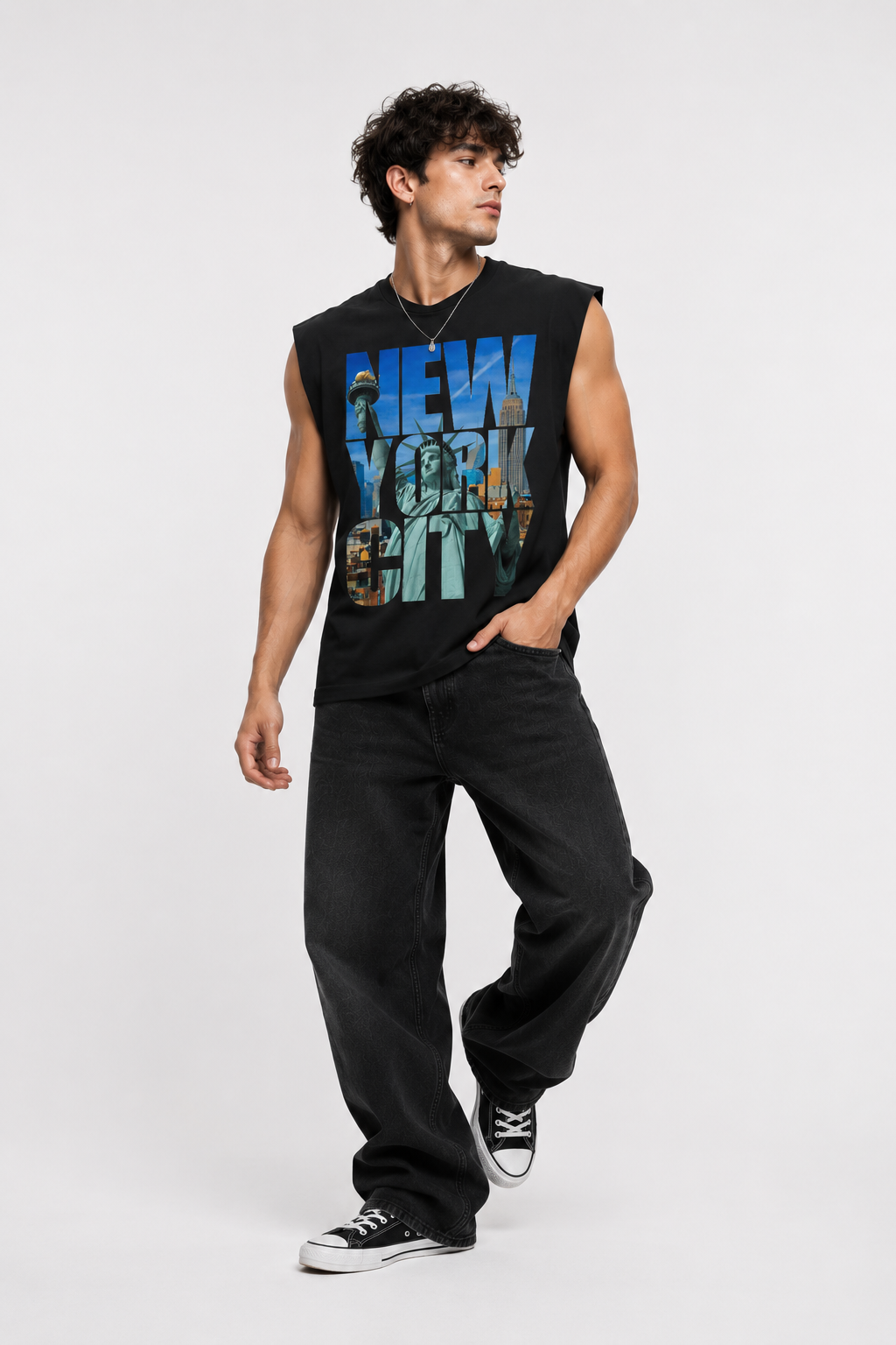 Raw Edge Cotton Tank Top