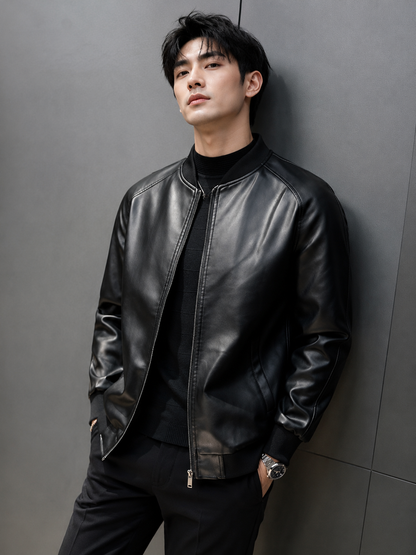 Men's Premium Faux Leather Zip-Up Jacket