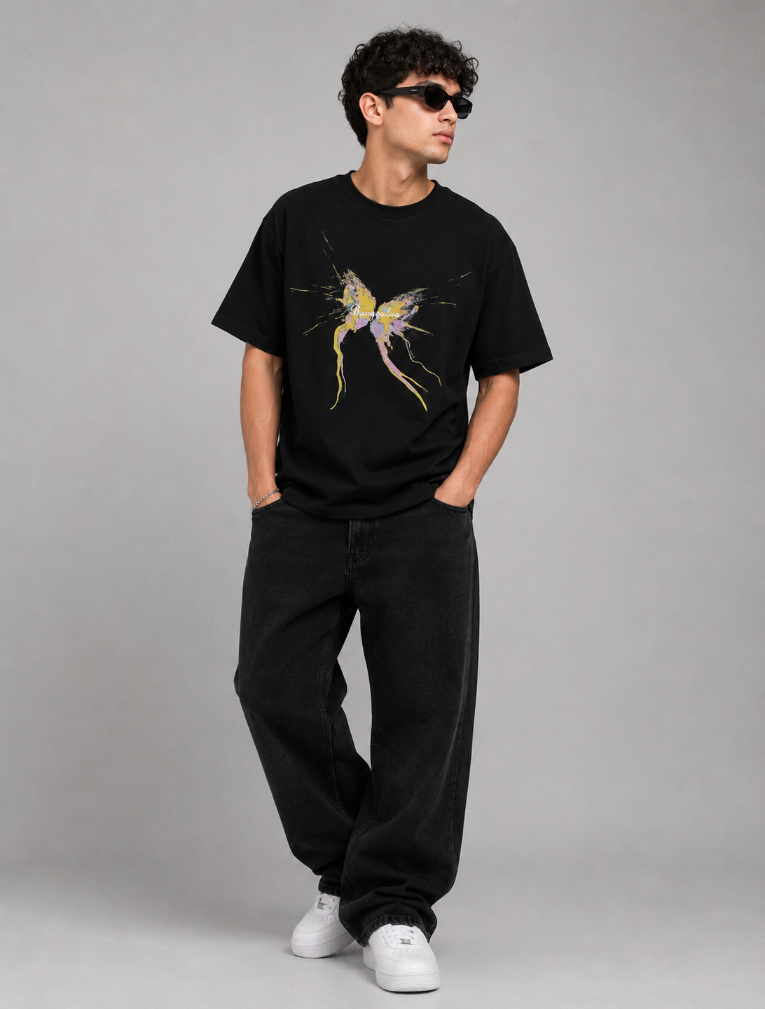 Men's Butterfly Splash Art Round Neck T-Shirt