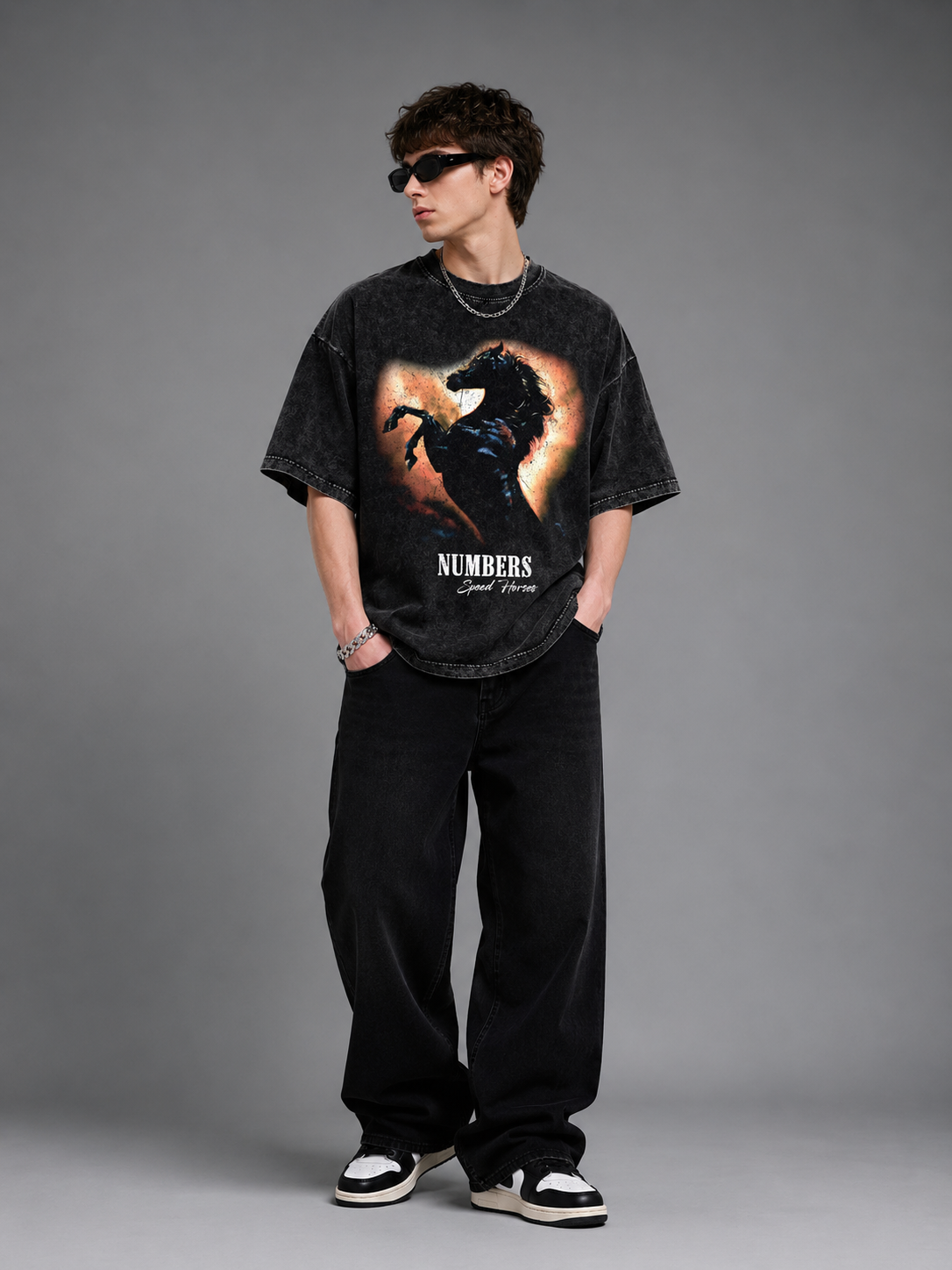 Men's Vintage Washed Horse Graphic T-Shirt