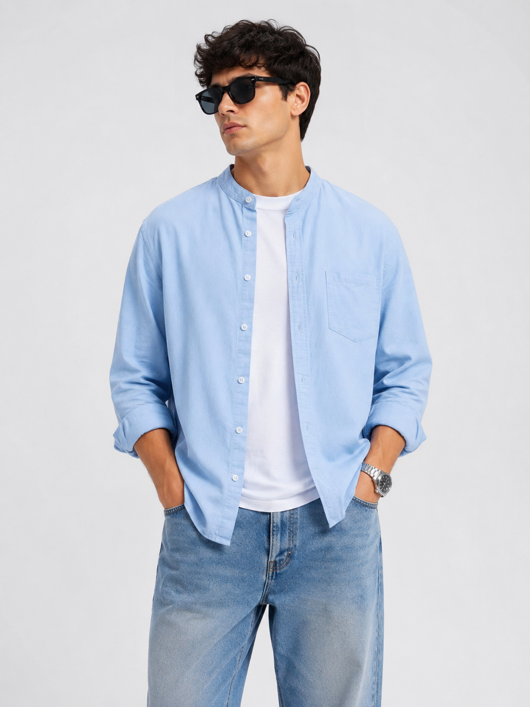 Men's Plus Size Casual Button Up Long Sleeve Shirt