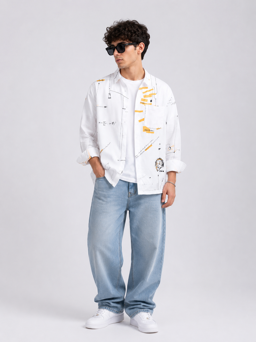 Men's Plus Size Casual Printed Long Sleeve Shirt
