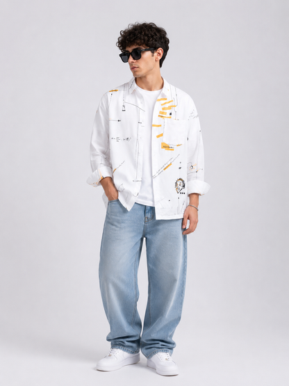 Men's Plus Size Casual Printed Long Sleeve Shirt