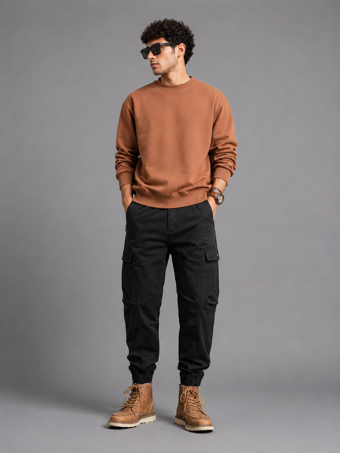 Men's Full Size Pocketed Loose Fit Joggers Plus Size