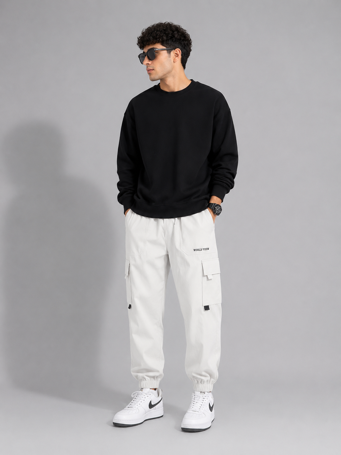 Men's Plus Size Wide Leg Cargo Joggers