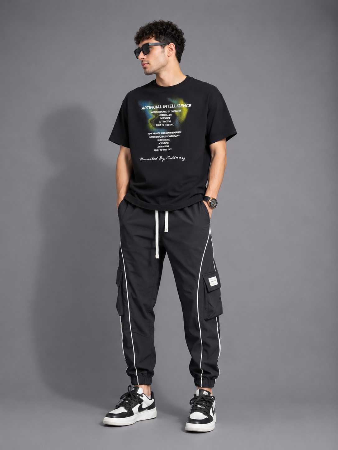 Men's Plus Size Stripe Cargo Joggers