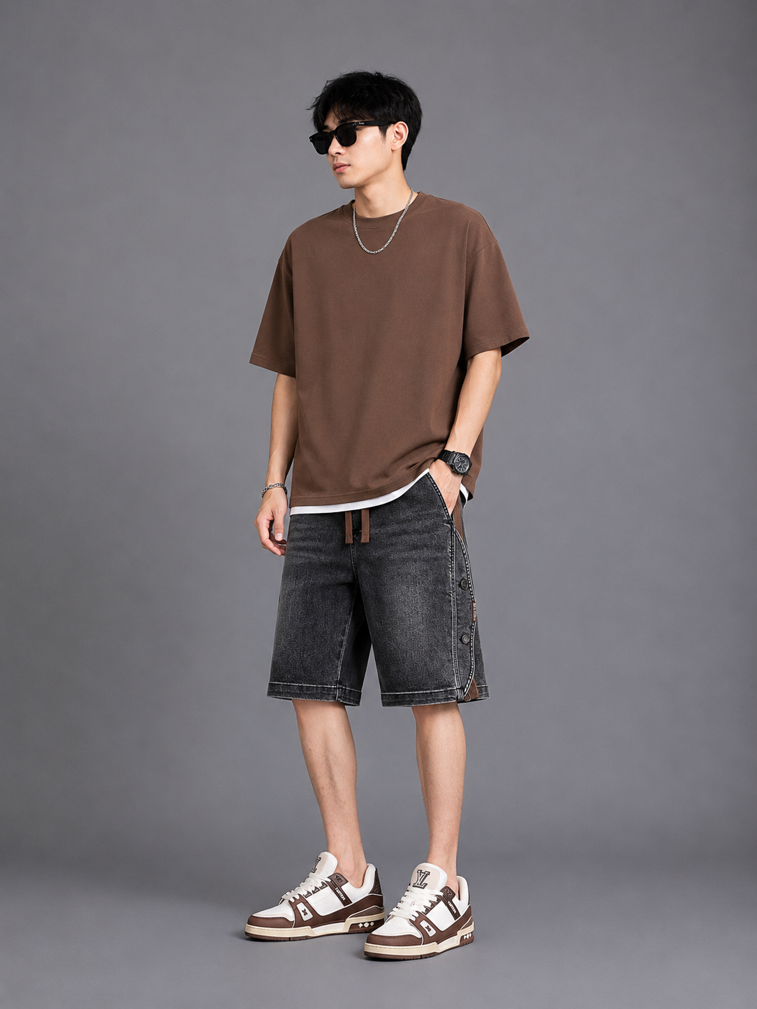 Men's Plus Size Wide Leg Denim Shorts
