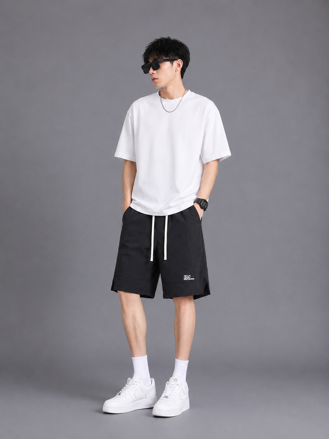 Men's Plus Size Drawstring Basketball Shorts with Side Pockets