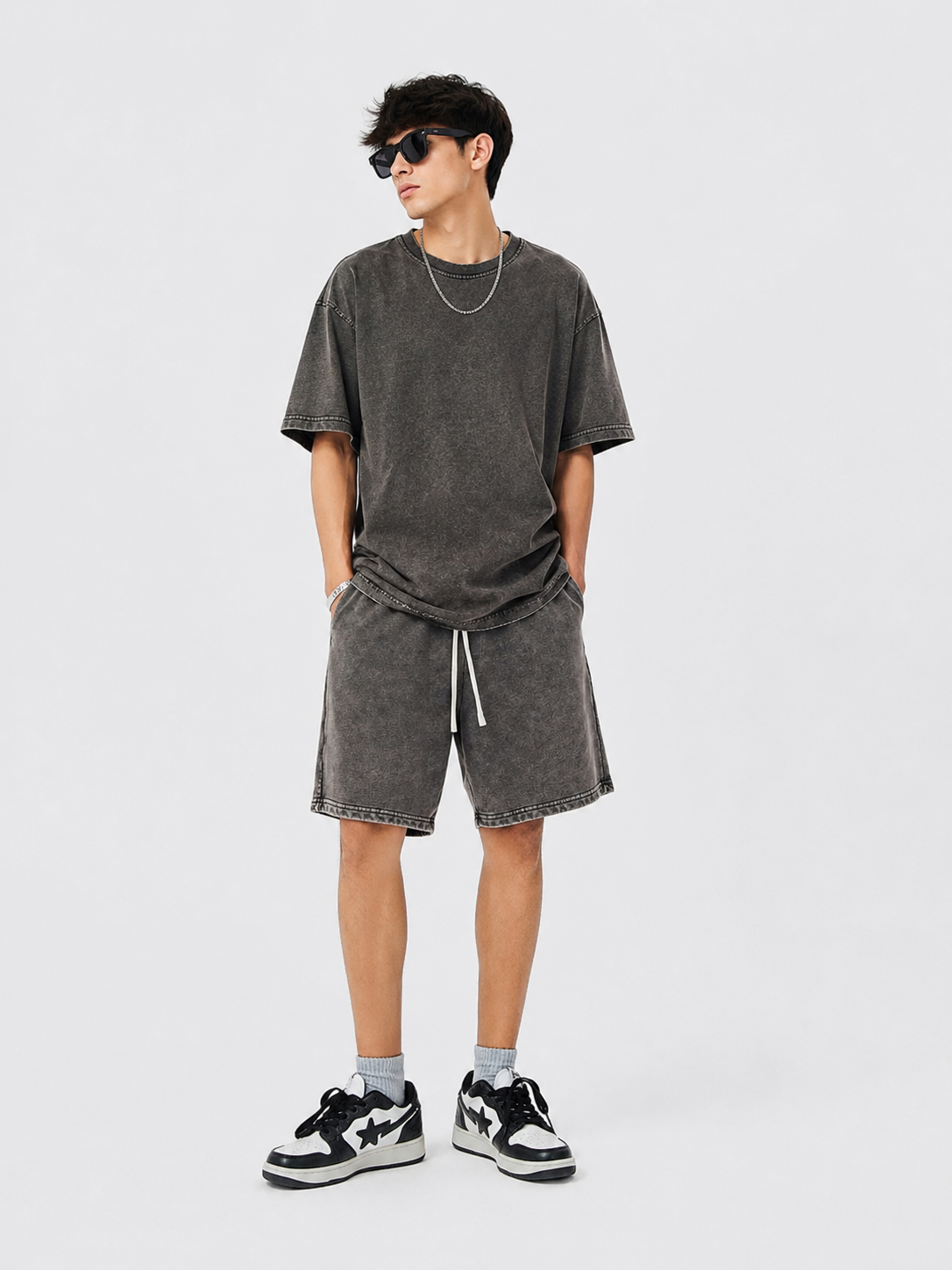 Men's Drawstring Washed Shorts