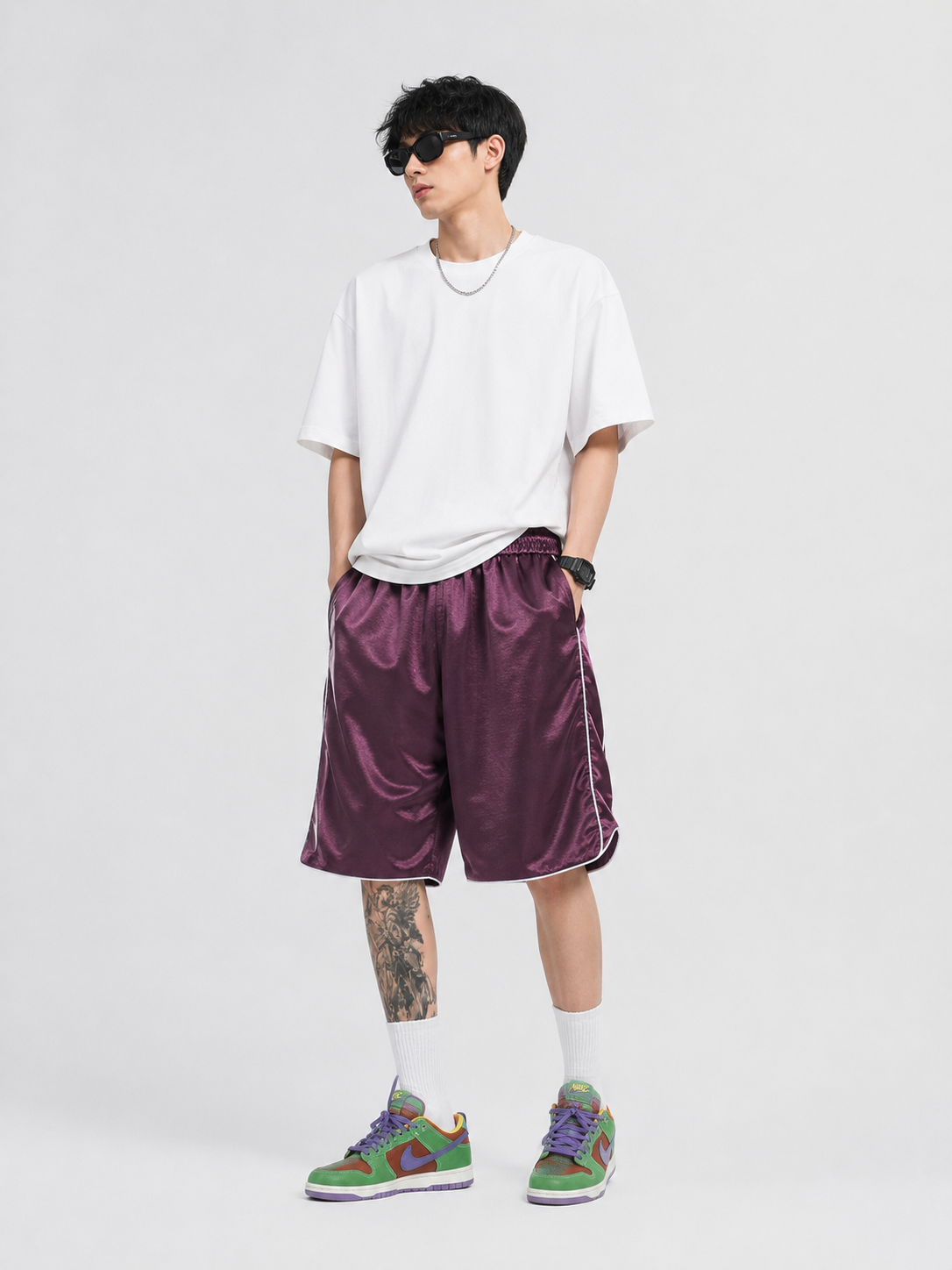 Men's Drawstring Letter Graphic Basketball Shorts