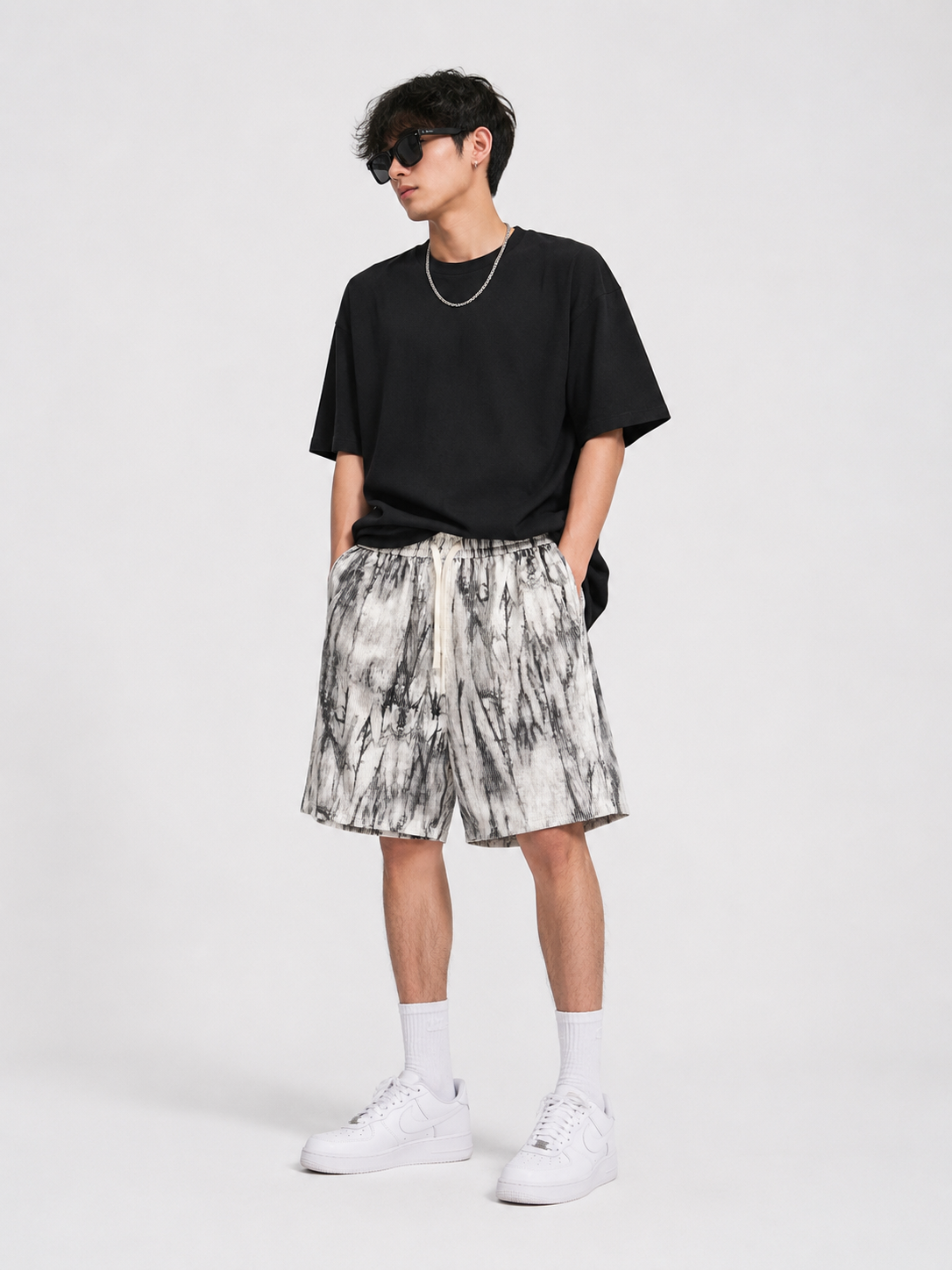 Men's Plus Size Tie-Dye Elastic Waist Shorts