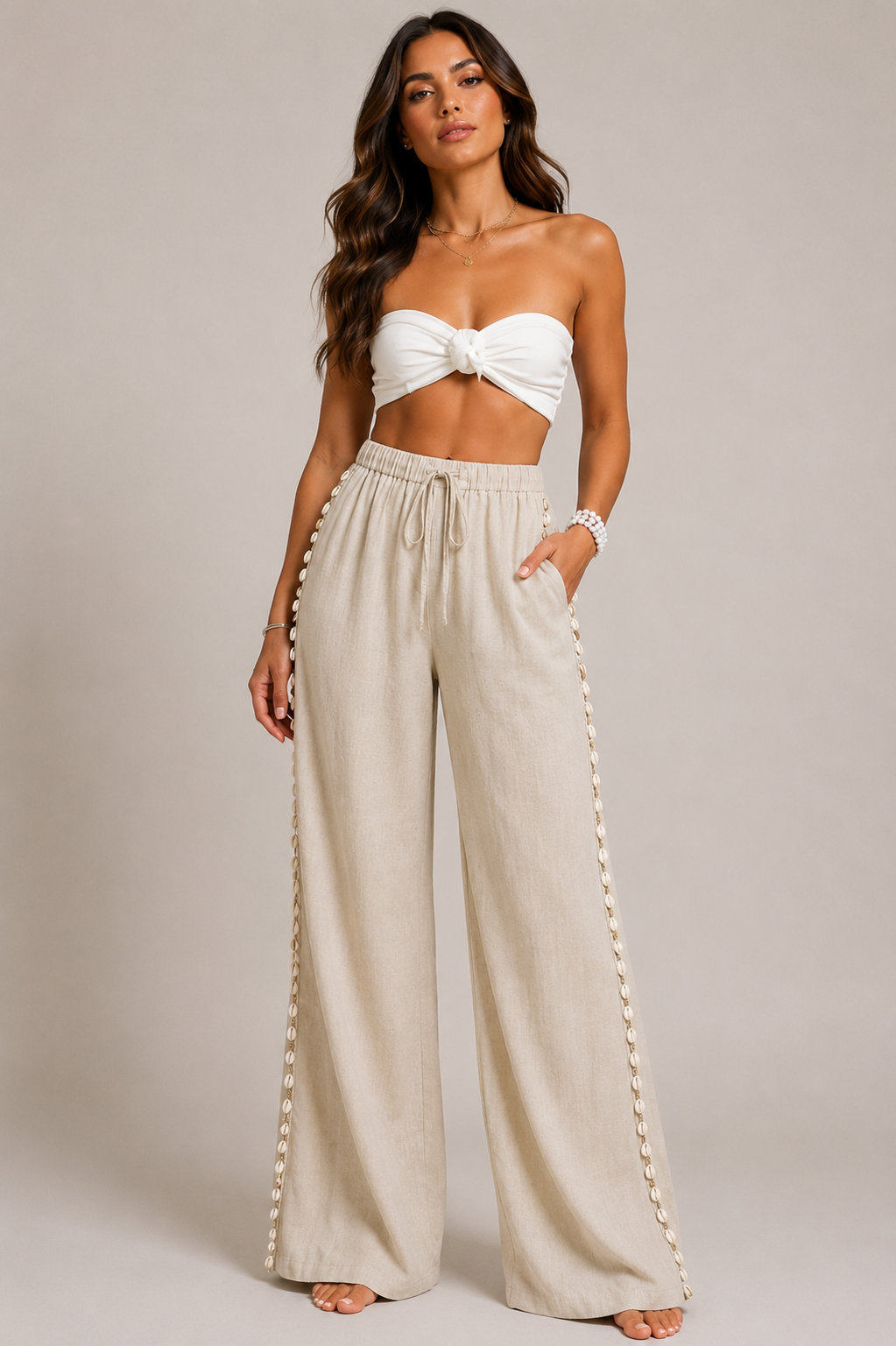 Drawstring Wide Leg Pants