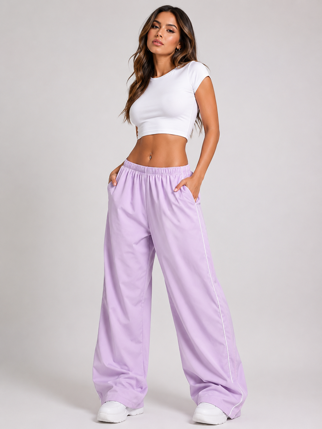 Elastic Waist Wide Leg Pants