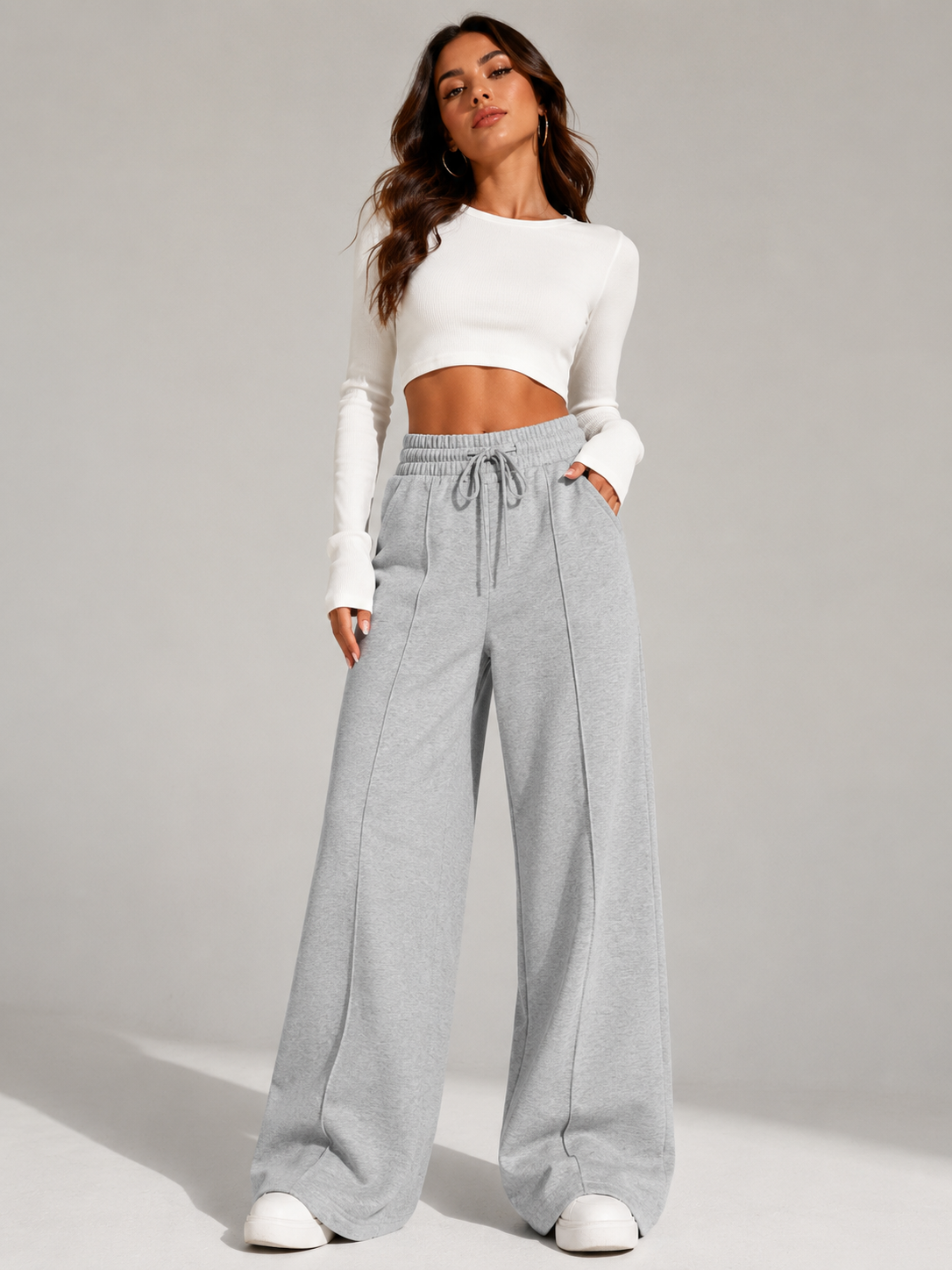 Wide Leg Drawstring Waist Pants