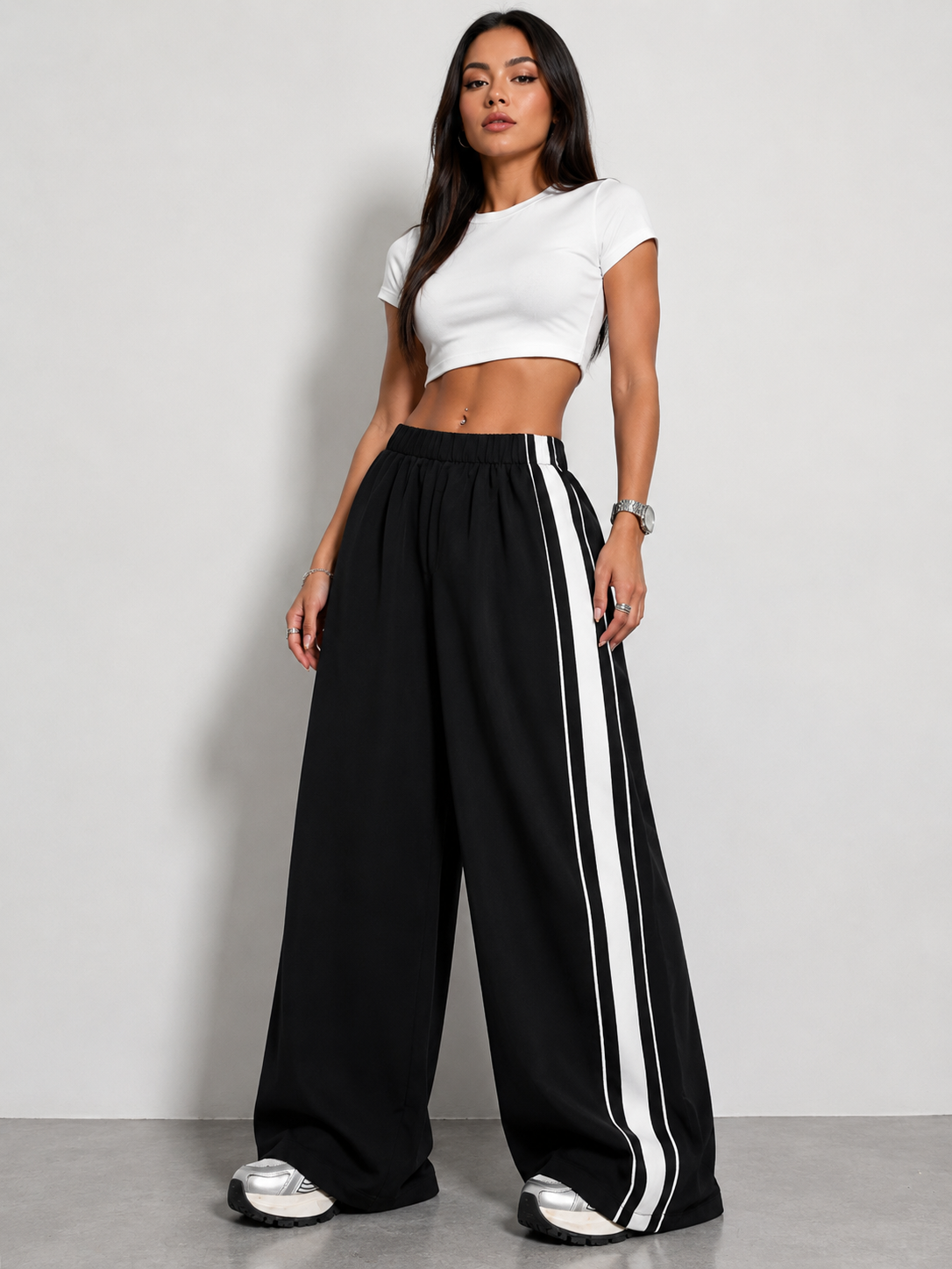 Wide Leg Striped Pants