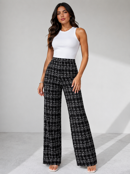 Plaid Wide Leg Pants