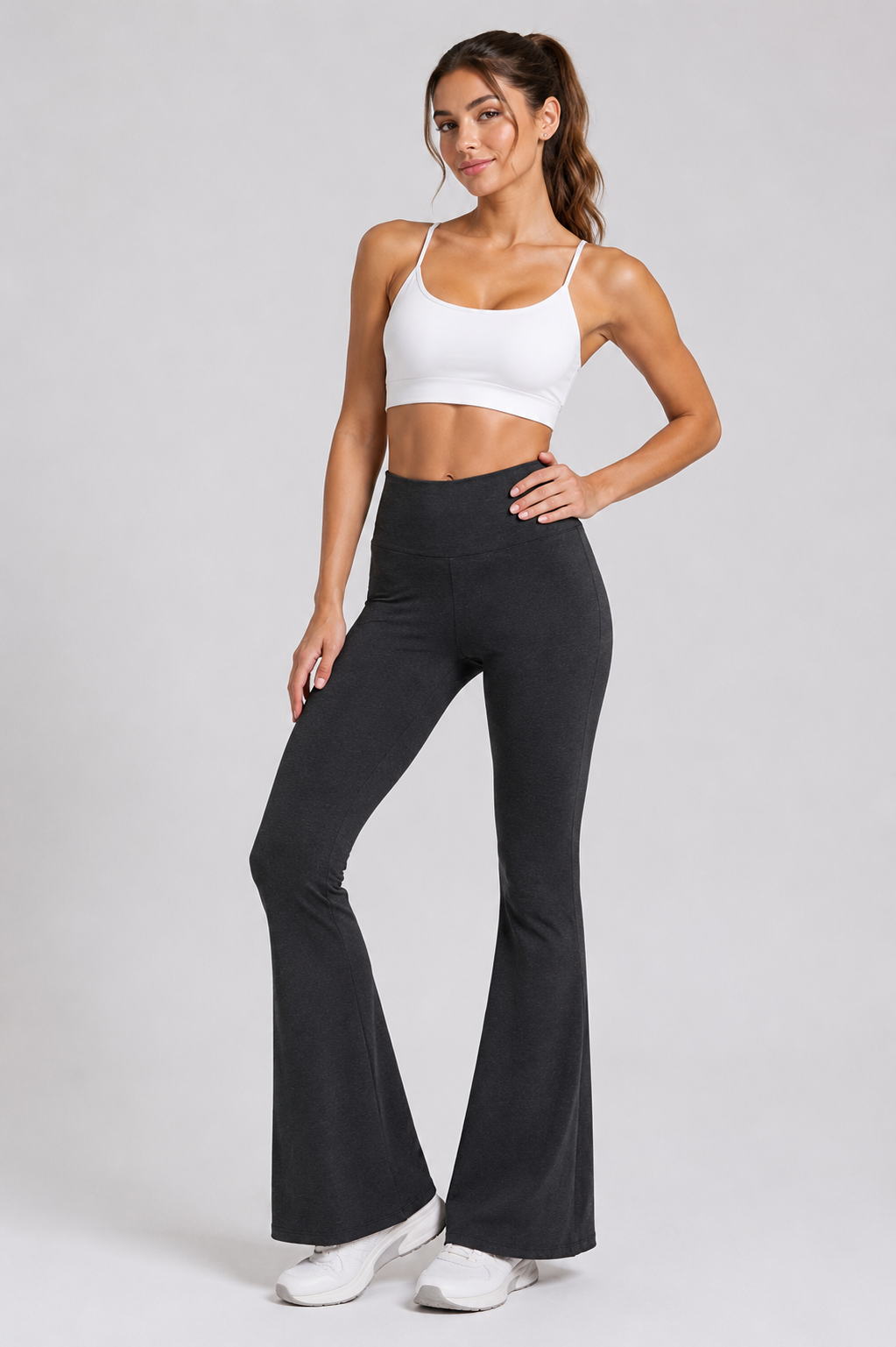 Zenana Raw Edge Hem Flare Yoga Pants