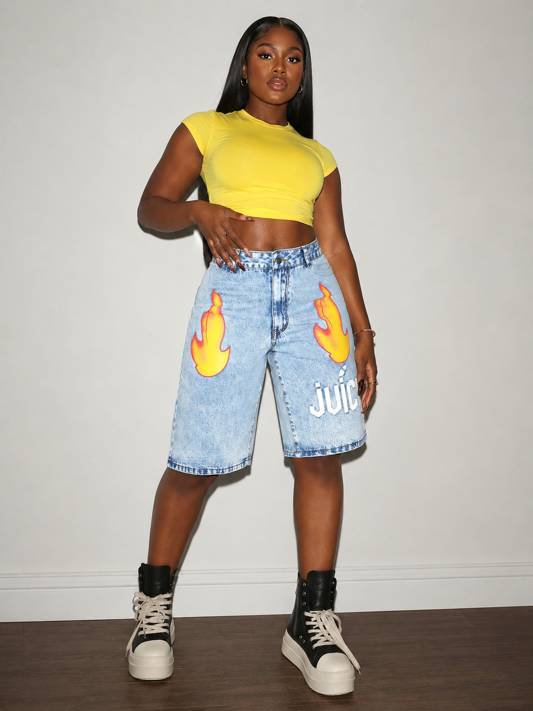 High-Waisted Denim Shorts