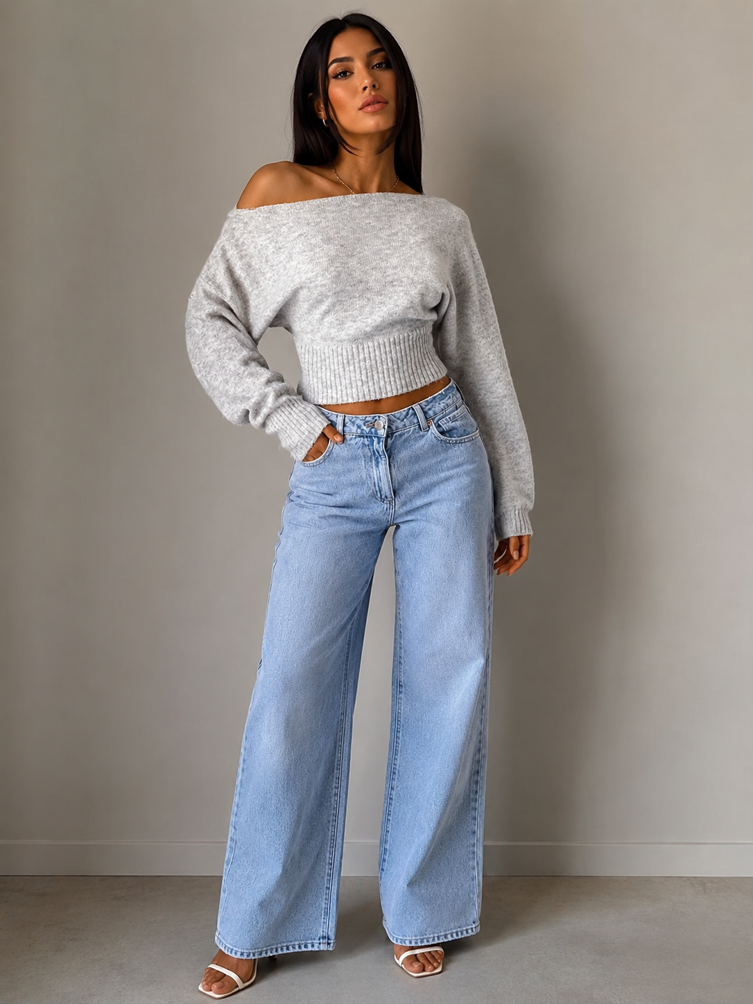 Boat Neck Long Sleeve Sweater