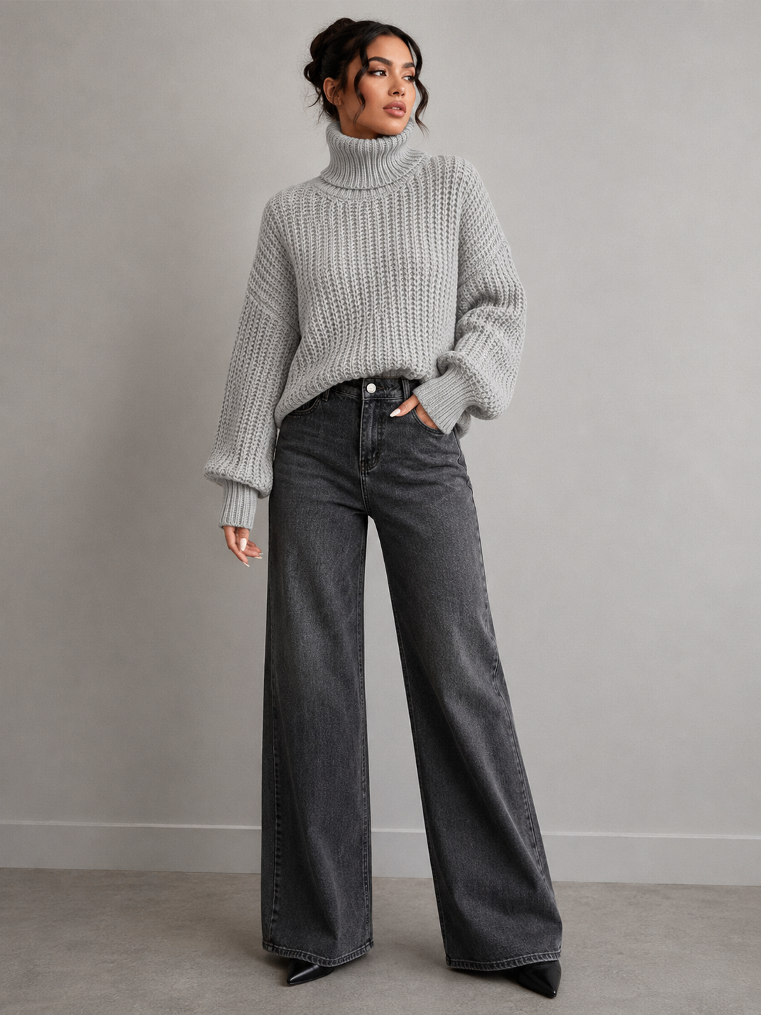 Chuny Knit Turtleneck Long Sleeve Sweater