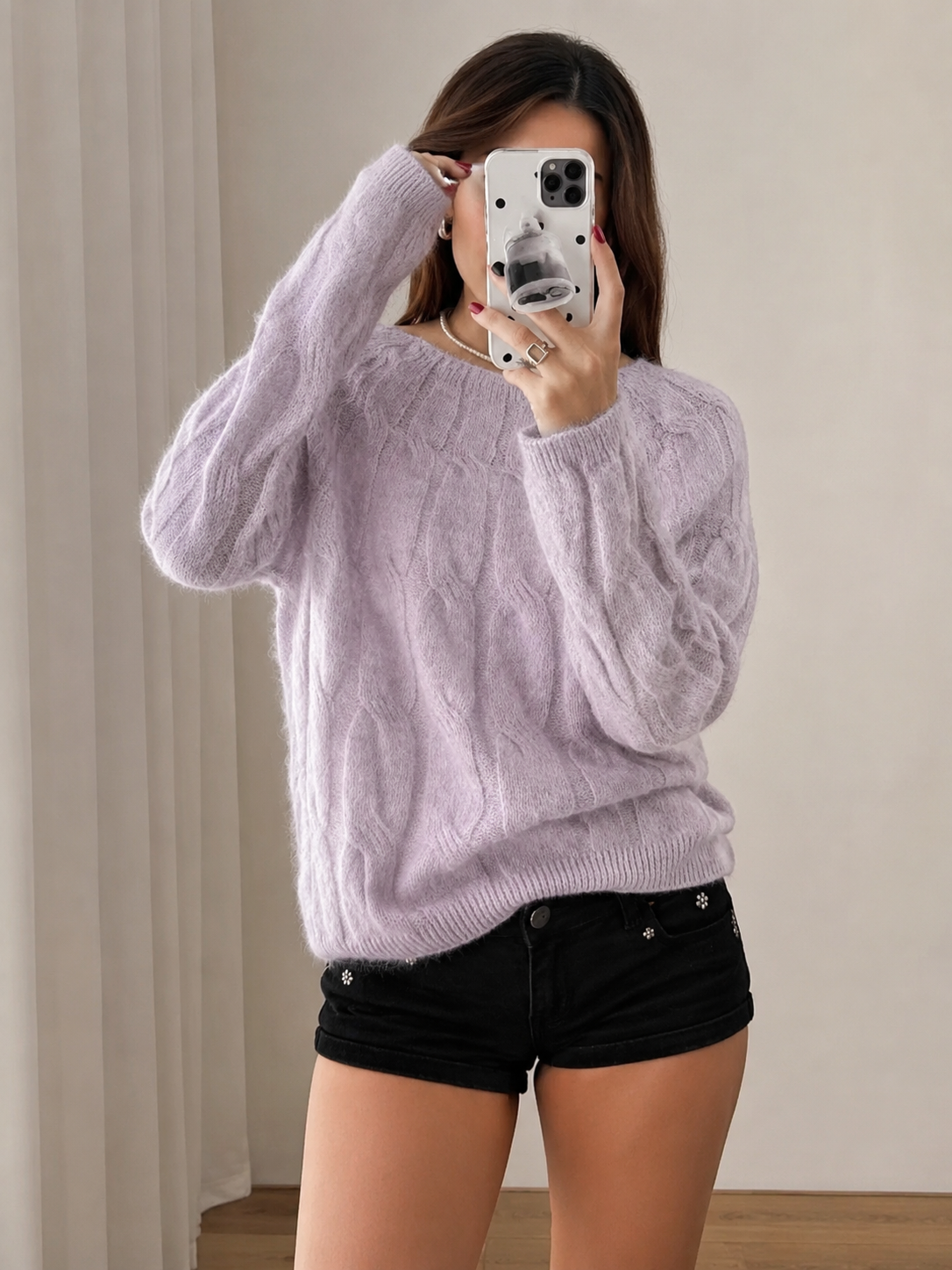 Cable-Knit Round Neck Sweater