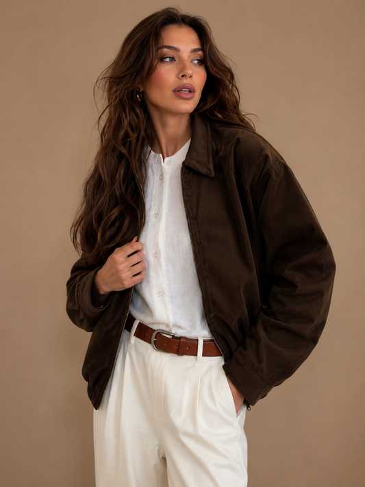 Vintage Corduroy Zip Up Relaxed Fit Jacket