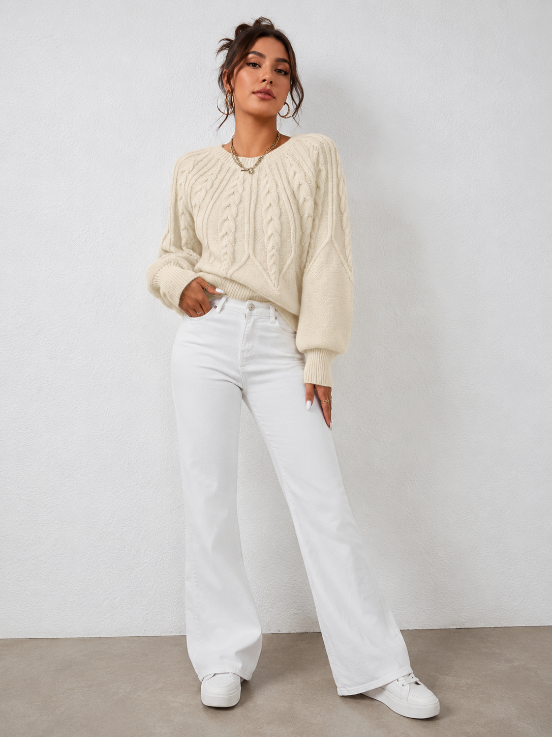 Cable Knit Long Sleeve Sweater