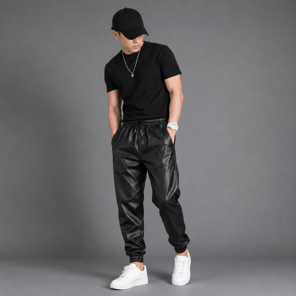 Pants Leather Trend Black