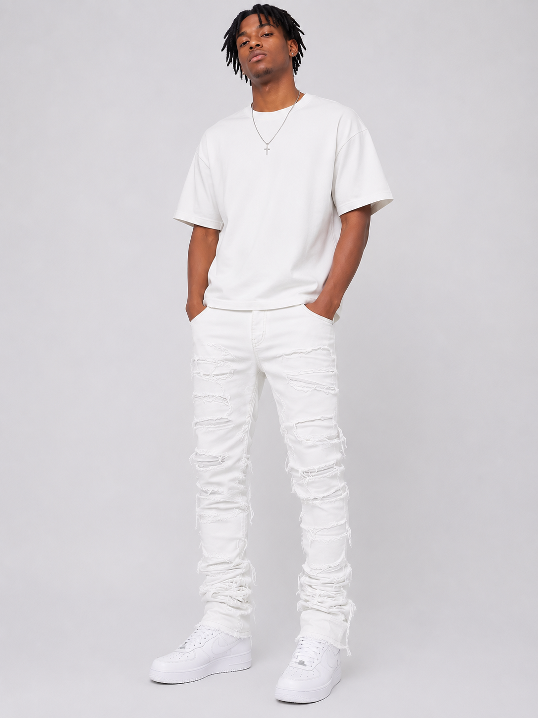 Jeans White Storm Destroyed