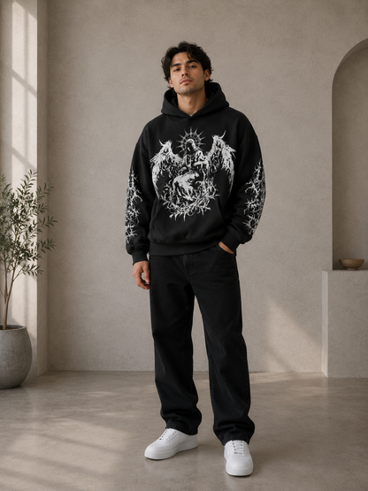 Hoodie Gothic Wings Black