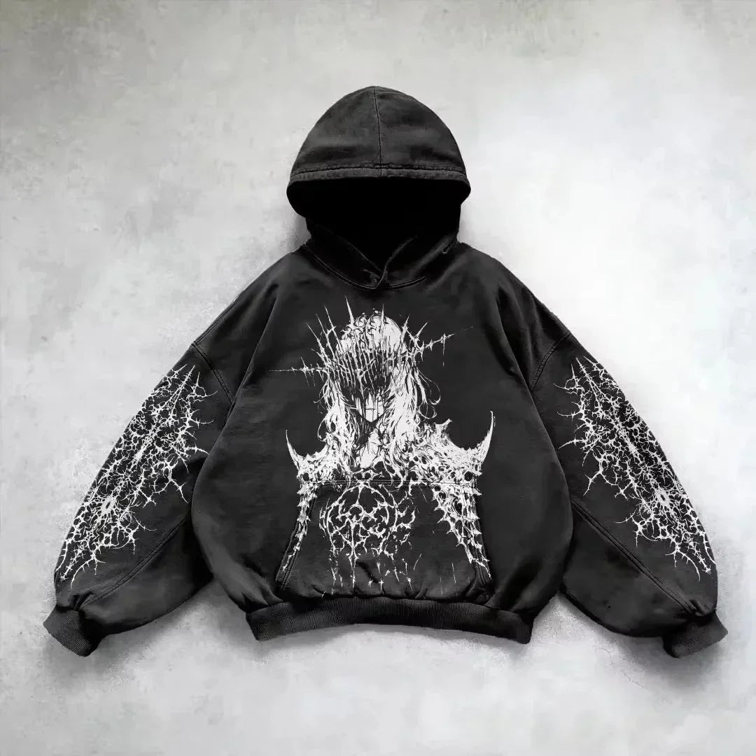 Hoodie Gothic Wings Black