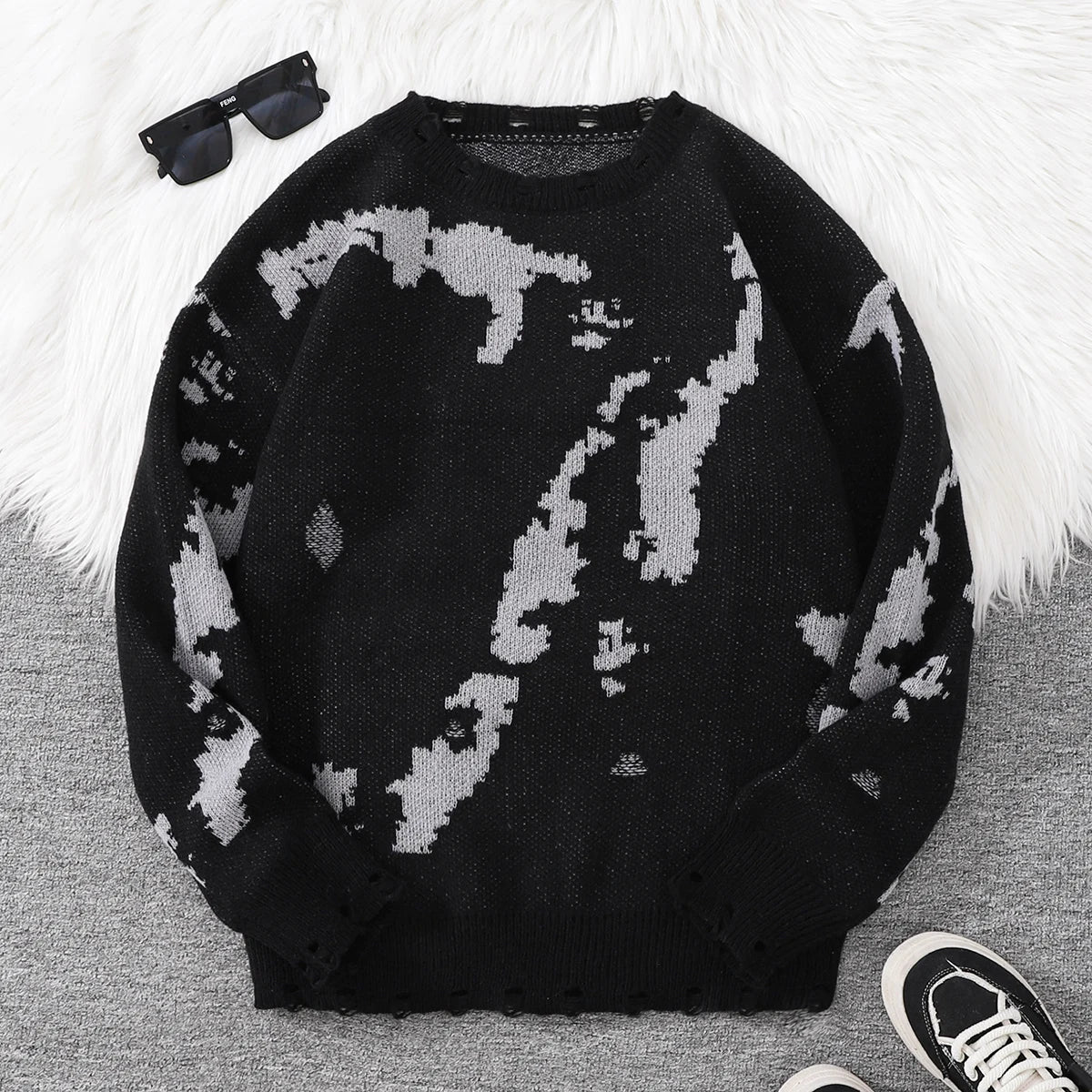 Vintage Face Graphic Pullover Sweater