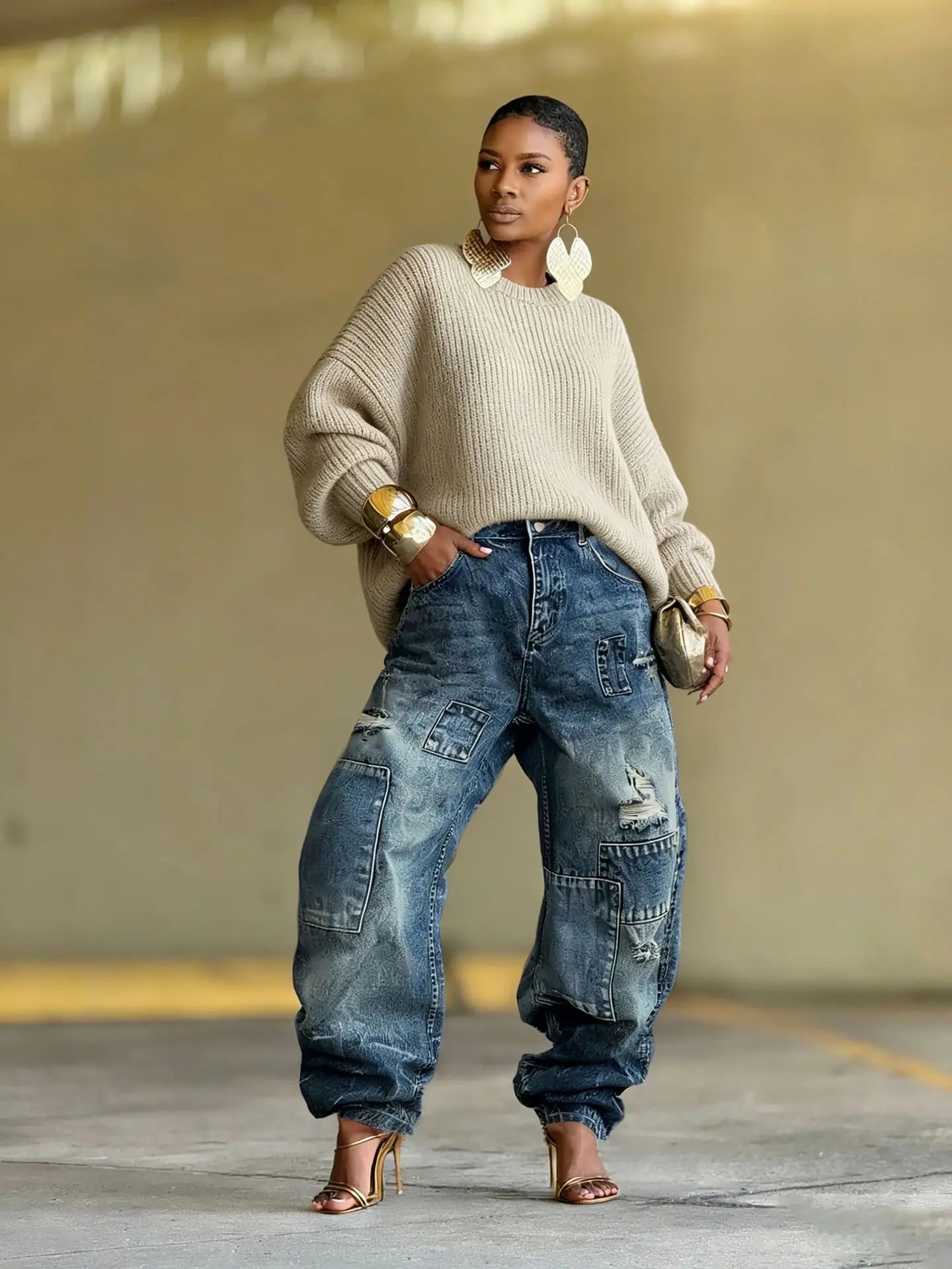 Pants Denim Pant Washed Distressed Hole Women Jeans Vintage Mid Waist splice Straight Trousers Y2k Streetwear Casual 2026 Summer