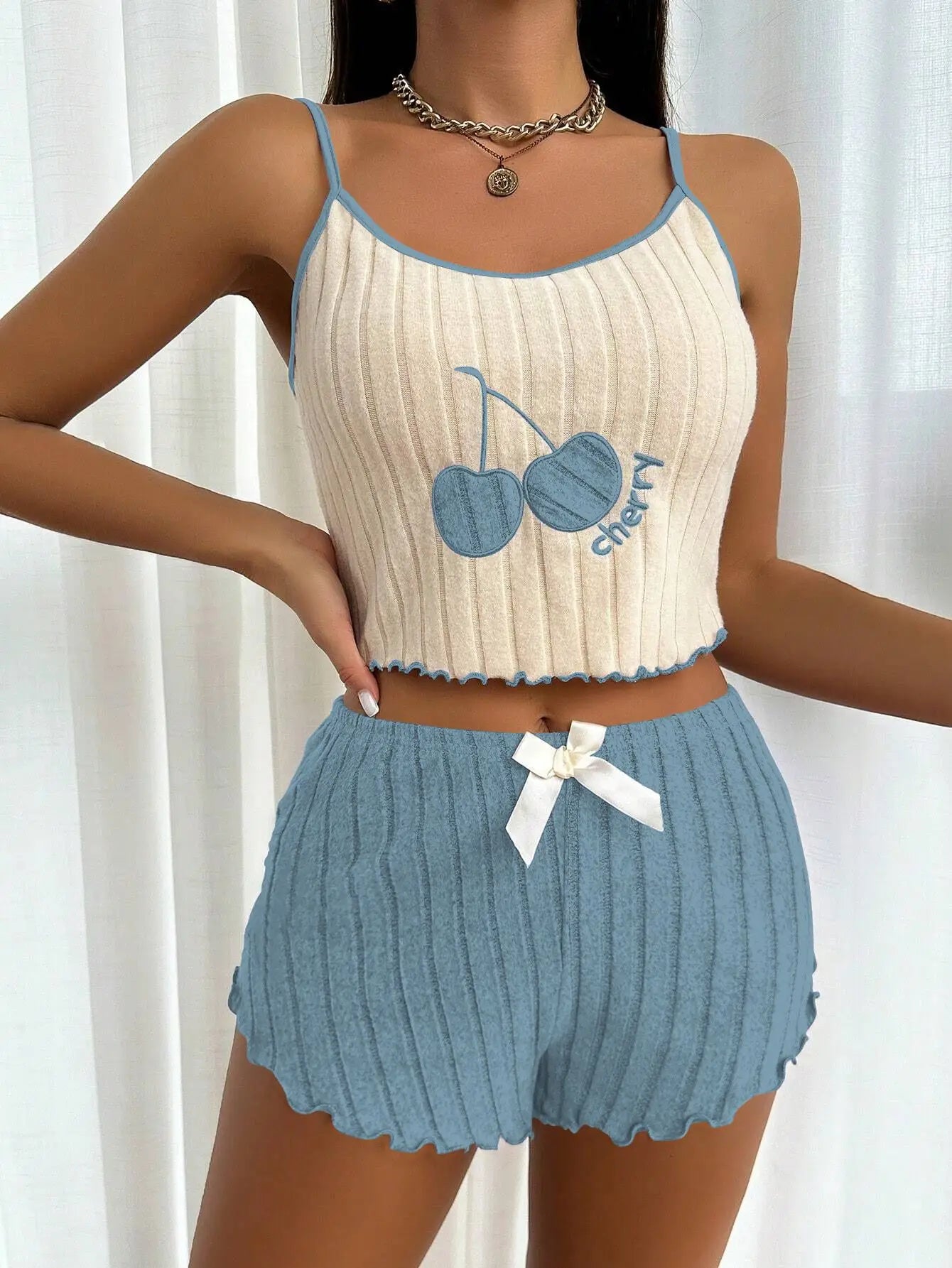 Cozy Lavender Cherry Pajama Set
