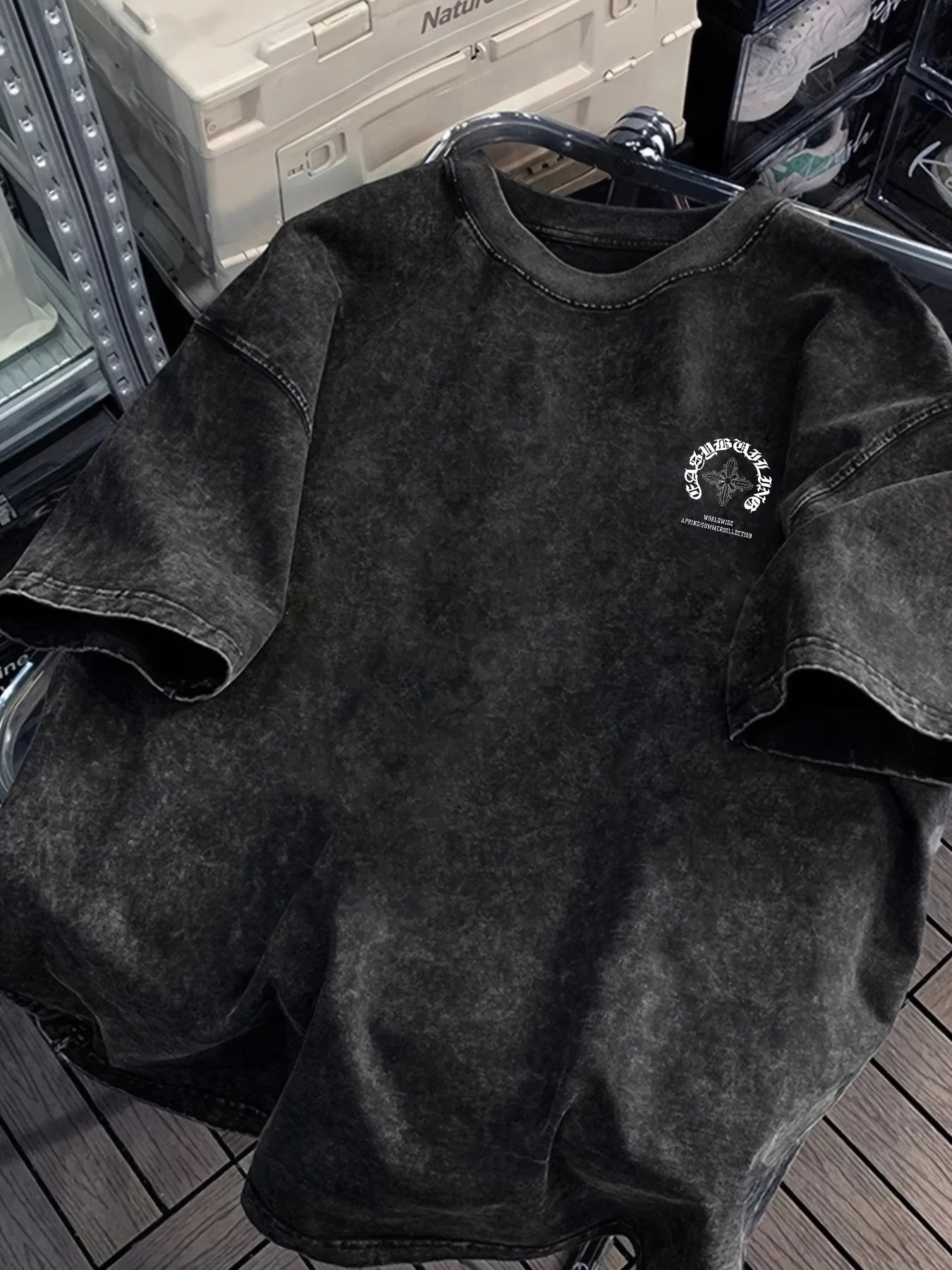 Men's Washed Black Streetwear T-Shirt