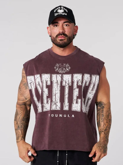 Vintage Washed Sleeveless Streetwear Tee