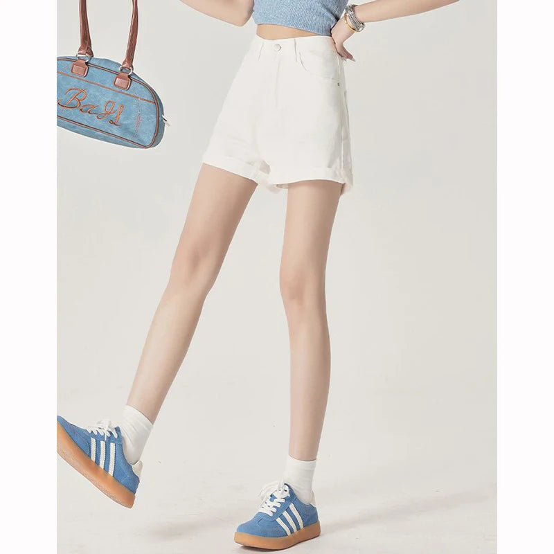 Summer White Roll-Up Shorts