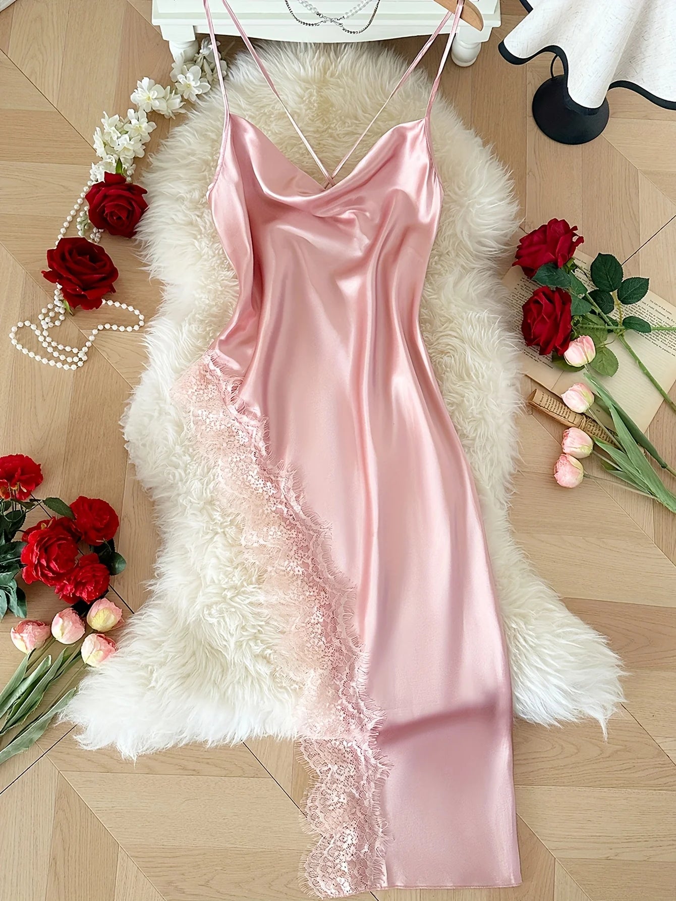 Luxury Red Satin Nightgown