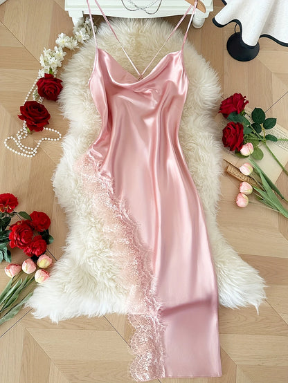 Luxury Red Satin Nightgown