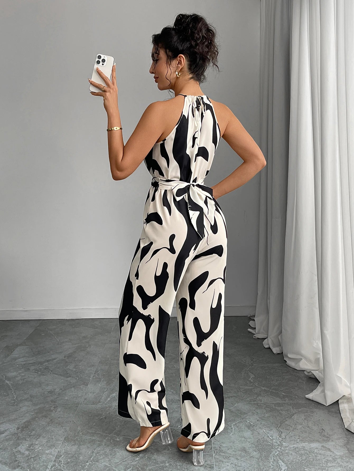 Abstract Chic Halter Jumpsuit