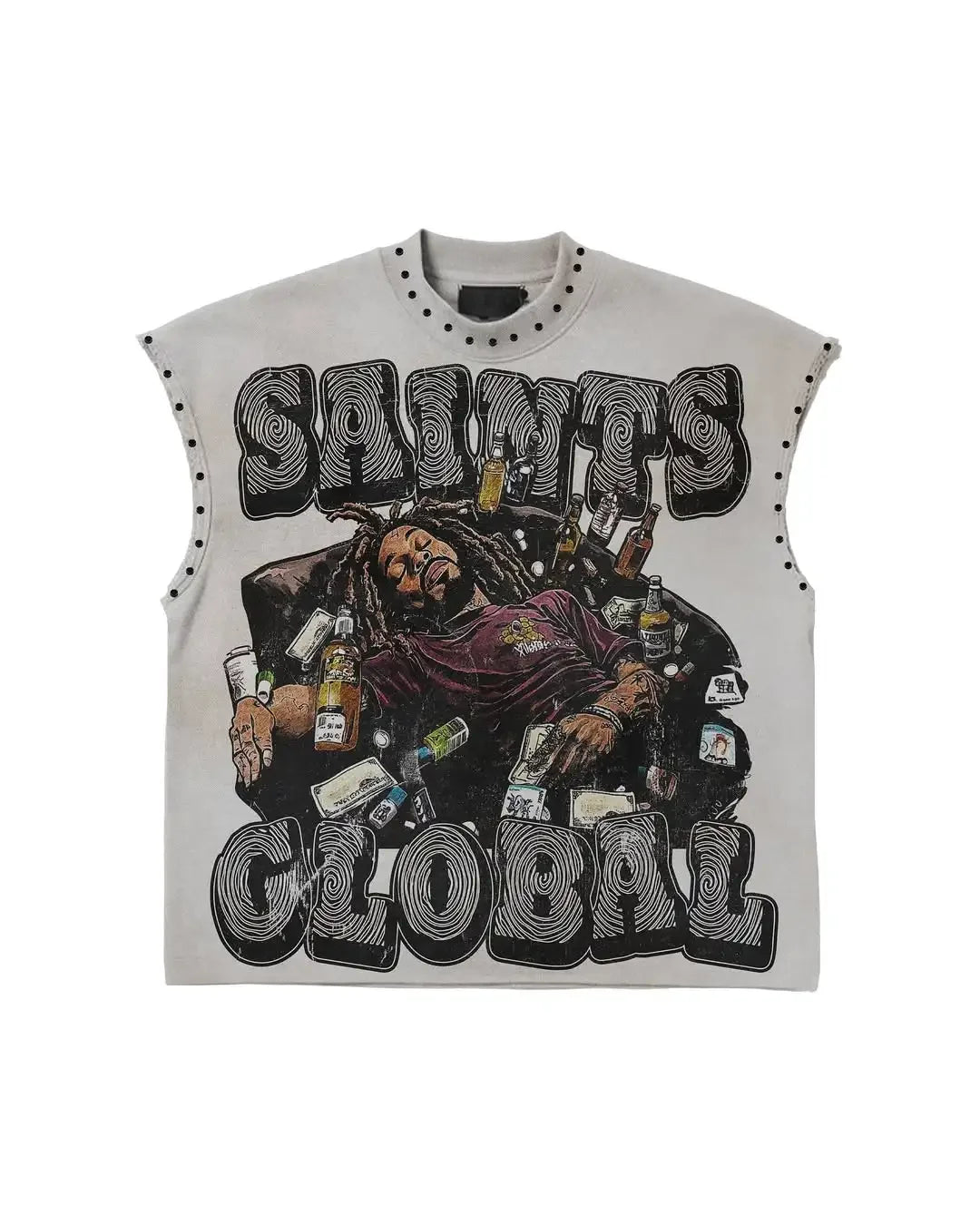 Men and women Y2k personalized trendy retro cotton sleeveless vest summer street punk beach style casual daily versatile top