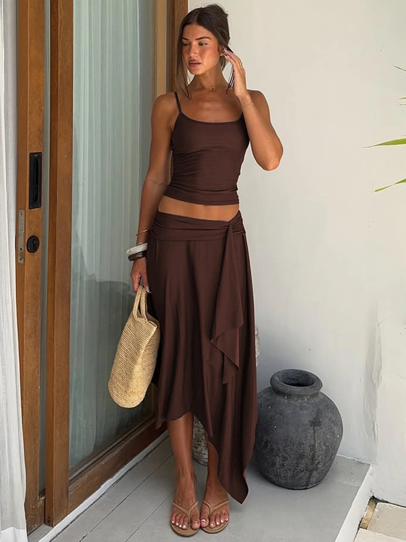 Espresso Chic Maxi Skirt Set