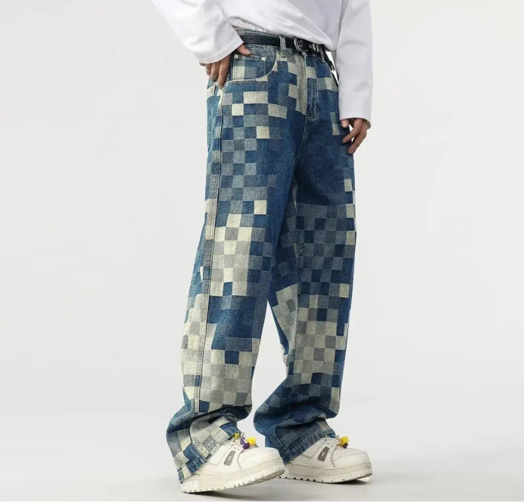 Retro Mosaic Wide-Leg Jeans