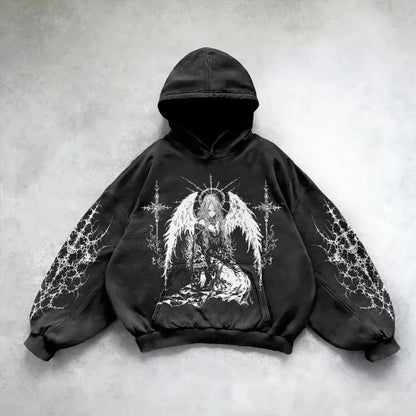 Hoodie Gothic Wings Black