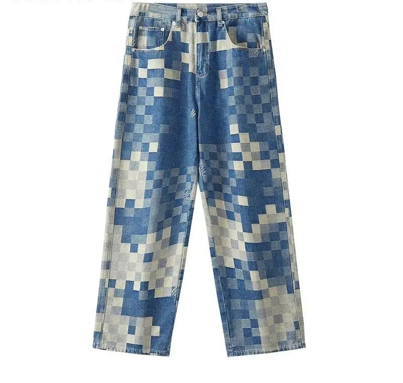 Retro Mosaic Wide-Leg Jeans
