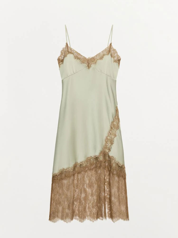 Champagne Lace Slip Maxi Dress