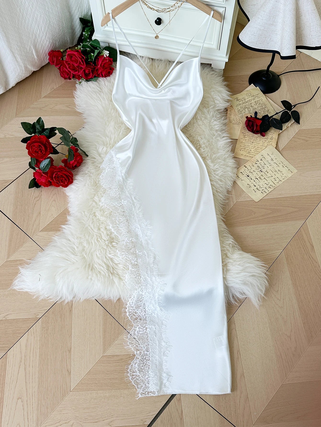 Luxury Red Satin Nightgown